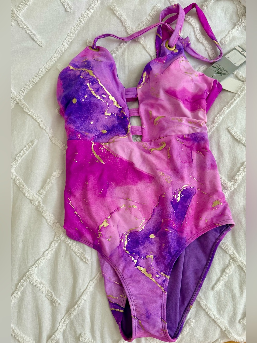 🩱 Beautiful Purple and Gold Accent Bathing Suit